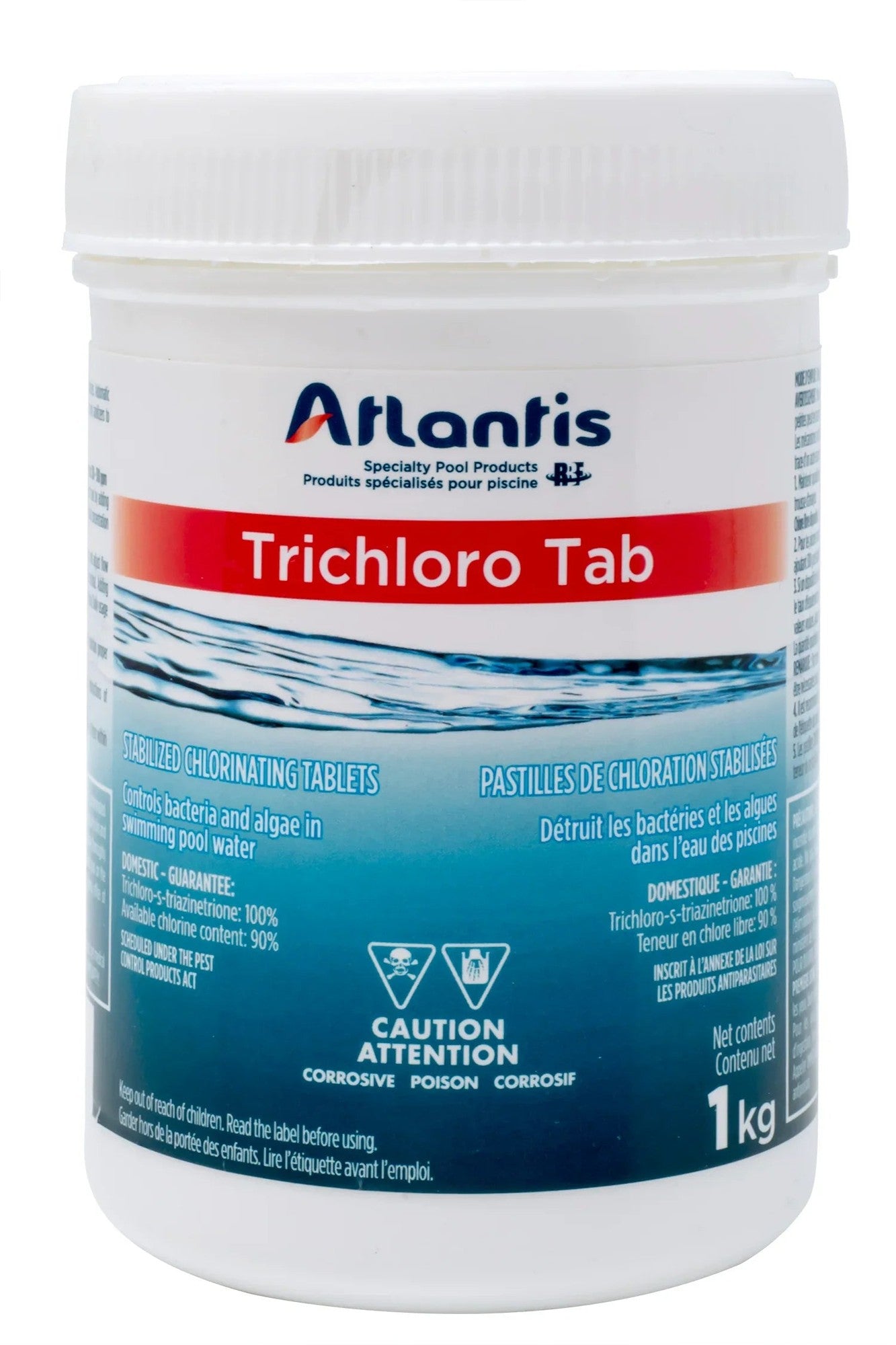 Atlantis Trichloro Pastilles 1kg Stabilisées 80pcs01 — Chimie | Destination Piscine Aide St-Bruno