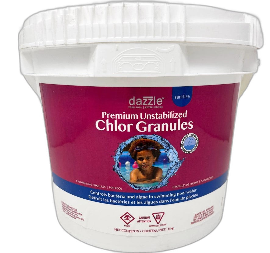 Dazzle Chlore Premium Non Stabilisé 8kg DAZ02605 — Chimie | Destination Piscine Aide St-Bruno