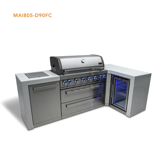 Cuisine extérieure Mont Alpi Deluxe MAi805 – Configuration en L avec réfrigérateur intégré | Destination Piscine Aide St-Bruno