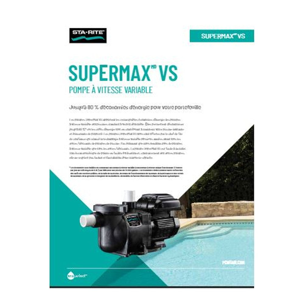 Pentair SuperMax VS - Pompe à vitesses variable écoénergétique — Équipement | Destination Piscine Aide St-Bruno