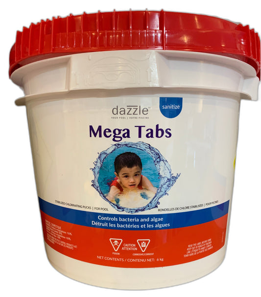 Dazzle Mega Tab Pastilles de Chlore Stabilisé 6kg DAZ01120 — Chimie | Destination Piscine Aide St-Bruno