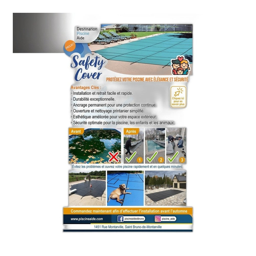 Couverture de Sécurité Personnalisée - Protection Piscine — Couvertures | Destination Piscine Aide St-Bruno
