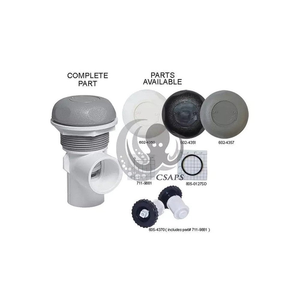 Waterway Valve Marche/Arrêt 1 Voie 1" Vertical 5-Points Scallop Gris — Pièces | Destination Piscine Aide St-Bruno