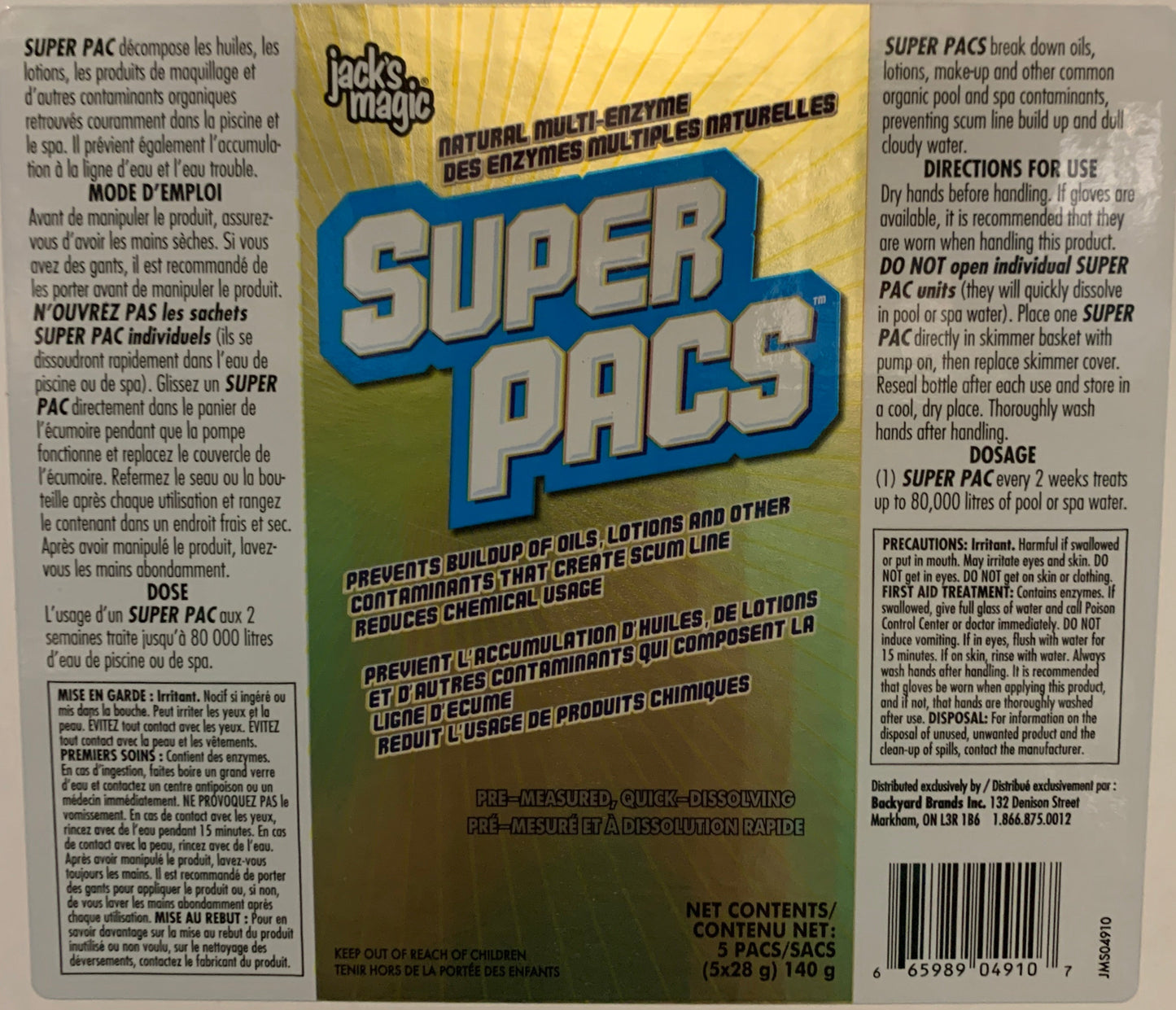 Jack's Magic Super Pac's 5 sachets clarifiant enzymes naturelles JMS04910 — Chimie | Destination Piscine Aide St-Bruno