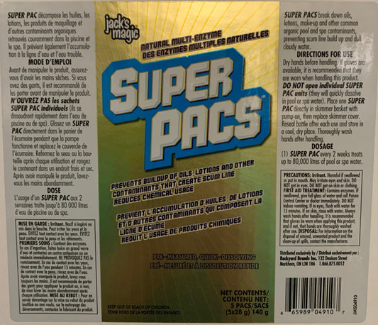 Jack's Magic Super Pac's 5 sachets clarifiant enzymes naturelles JMS04910 — Chimie | Destination Piscine Aide St-Bruno