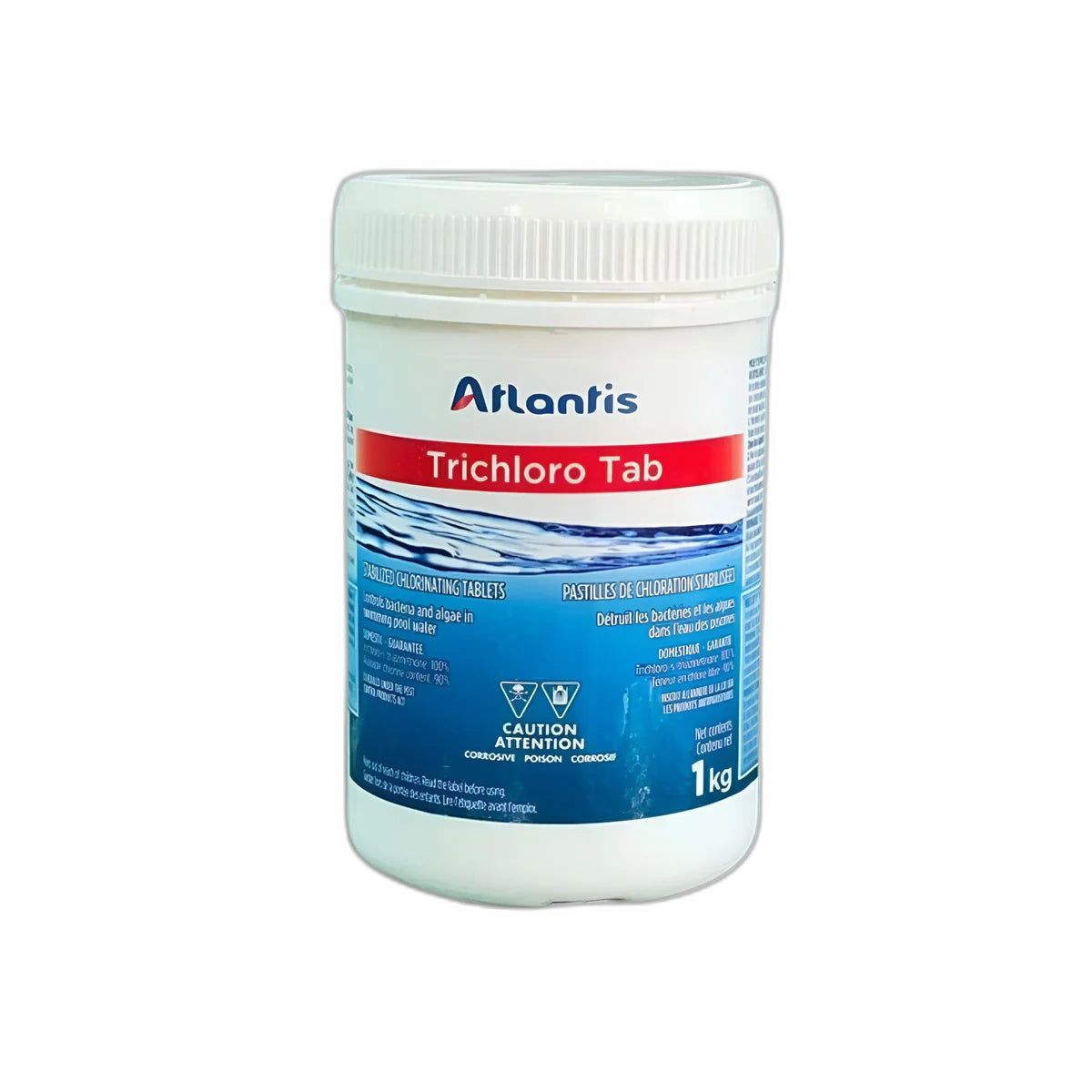 Atlantis Trichloro Pastilles 1kg Stabilisées 80pcs01 — Chimie | Destination Piscine Aide St-Bruno