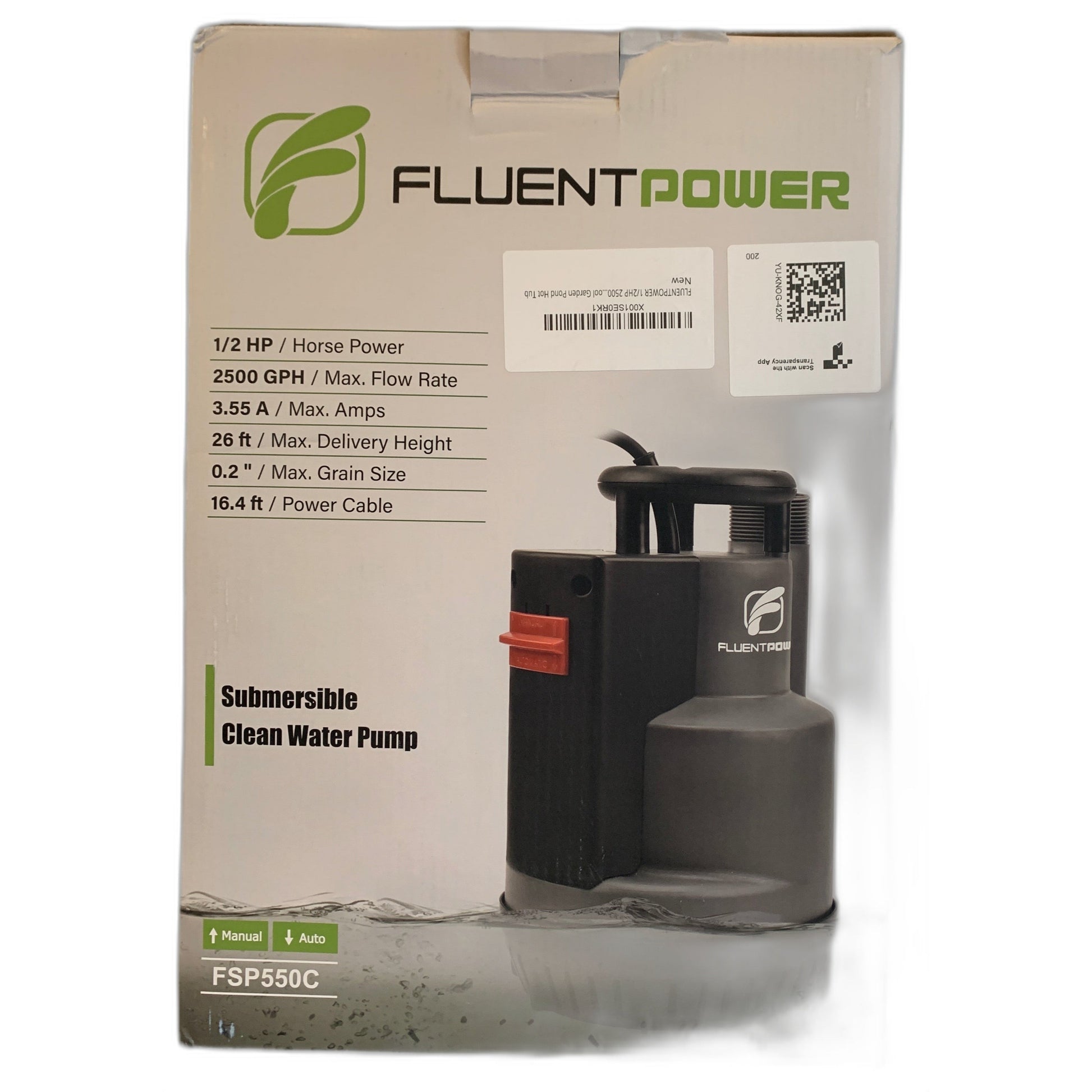 Fluent Pompe submersible 0,5HP pour piscine | FSP550C